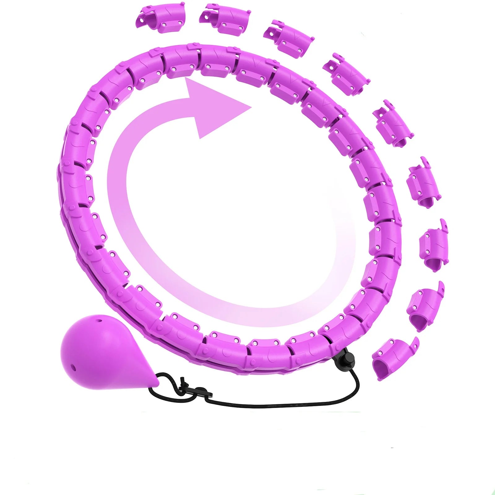 24-Section Weighted Hula Hoop Detachable for Women Body Toning Adjustable Full Body Workout Home Fitness Equipment
