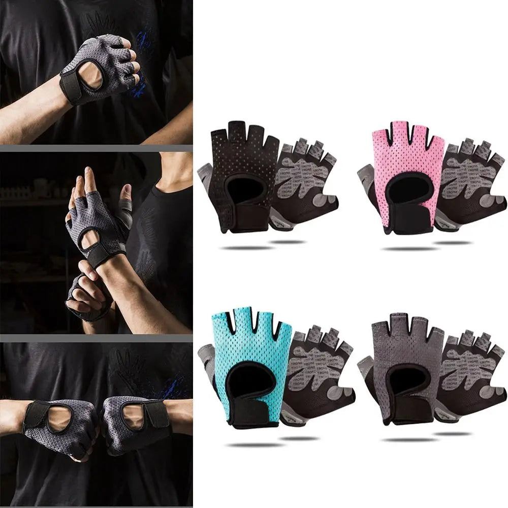 Breathable Weight Lifting Gloves Non-Slip Shockproof Cycling Motorcycle Gloves Wearproof Curved Open Back